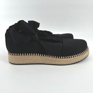 Gentry Portofino Black Espadrille Platform Wedge Sandals Lace Up Size 39